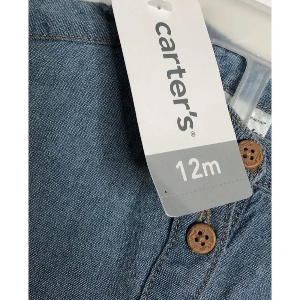 Carters Baby Girls Outfit Chambray Long Sleeve Denim Shirt Aztec‎ Leggings 12 M